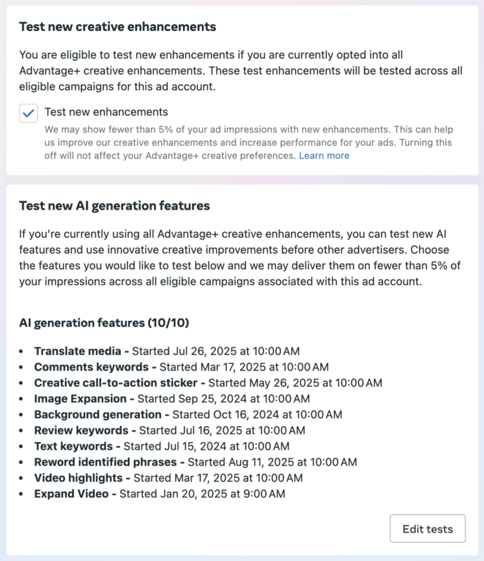 Test new enhancements